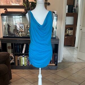 WHBM Elegant Blue DrapedDress